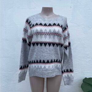 Sundry Gray Crewneck Sweater with Black & Pink Accents